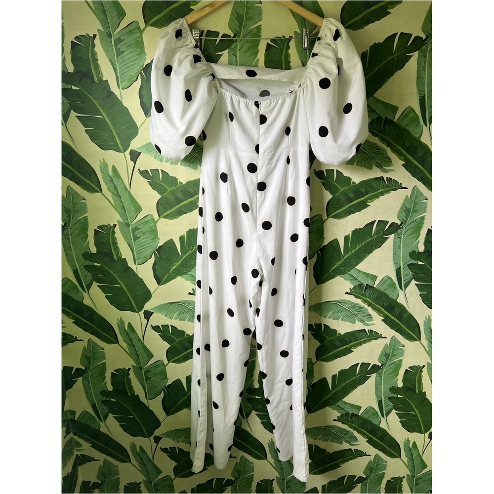 Nasty Gal Polka Dot Jumpsuit Women Size 2 White Black - Picture 4 of 8